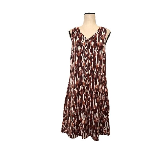 Garnet‎ Hill Button Front Knit Tank Dress Printed Stretchy Tencel Women Medium - Picture 1 of 9